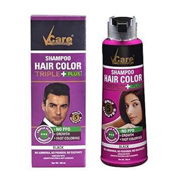 Buy Vcare Hair Color Shampoo Black 180ml Eva Lip Care Free Online