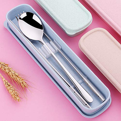 304Stainless Steel Chopsticks Spoon Fork Tableware Set with Portable Gift Box and Bag for Adult School Travel Picnic Cutlery Set - Thumbnail 5