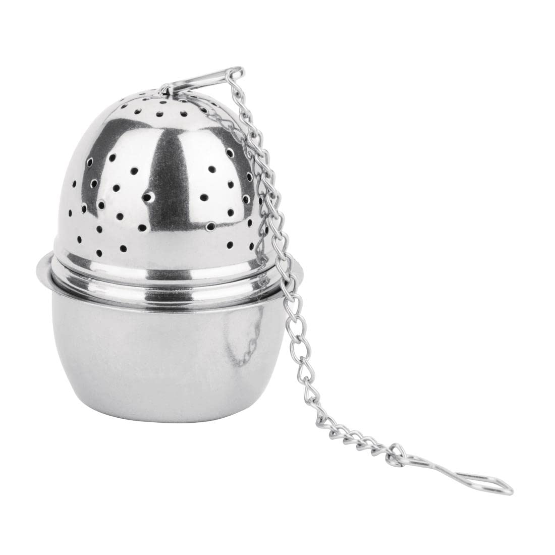 Olympia Oval Stainless Steel Tea Strainer with Drip Cup 40x55mm - Durable, Stylish, Easy Clean, Home Hotel Restaurant Café Loose Tea Leaves Strainer