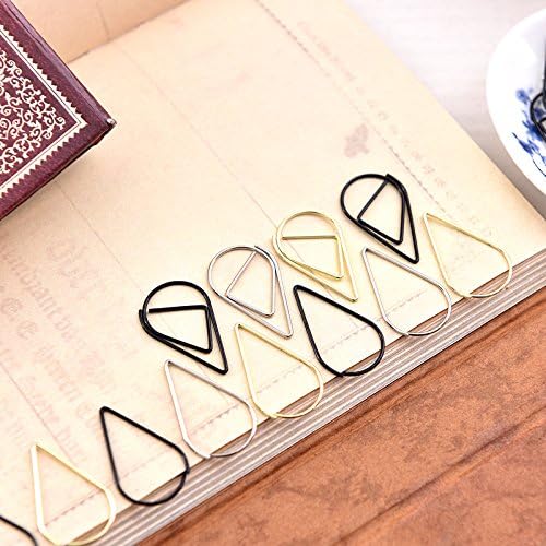 Wyrtie(TM) Metal Material Drop Shape Paper Clips gold silver color funny kawaii bookmark office shool stationery marking clips[mixed color 30pcs]