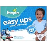 Pampers Easy Ups Training Pants Disposable Diapers for Boys Size 4 (2T-3T), 80 Count, SUPER