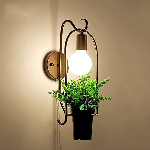 CGJDZMD Wall Sconce Nordic Wall Lamp Modern Simple Restaurant Decorative Lights Creative Single Head Art Green Plant Wall Lamp Idyllic Balcony Wall Lights, E27 Socket (Not Including Light Bulbs)
