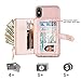 LAMEEKU Wallet Case Compatible with iPhone Xs Max, iPhone Xs Max Wallet Case Card Holder Leather Case with Wrist Chain Crossbody Strap Zipper Case for iPhone Xs Max, 6.5 inches-Rose Gold