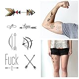 Tattify Arrow Themed Temporary Tattoos - Bullseye (Complete Set of 14 Tattoos - 2 of each Style) - Individual Styles Available and Fashionable Temporary Tattoos