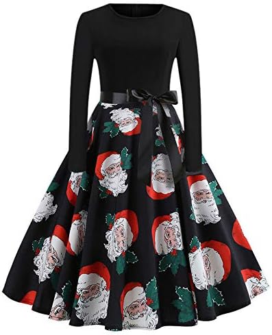 Long Sleeve Dress Vintage Pumpkins Evening Prom Costume Swing Dress Halloween Christmas St. Patrick's Day