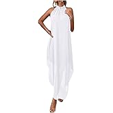 Verdusa Women's Formal Wedding Guest Dress Halter Flowy Chiffon Asymmetrical Long Summer Dress
