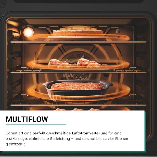 Bauknecht BBA285PU1ZK Einbau-Backofen, 60 cm, 71 l Garraum, Heißluftbackofen mit 12 Funktionen, PowerHeißluft, FlexiClean Pyrolyse & Hydrolyse, Multi-Level-Kochen, Schwarzglas 2