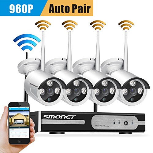 Security Camera,SMONET 4CH 1080P HD Wireless Network IP 