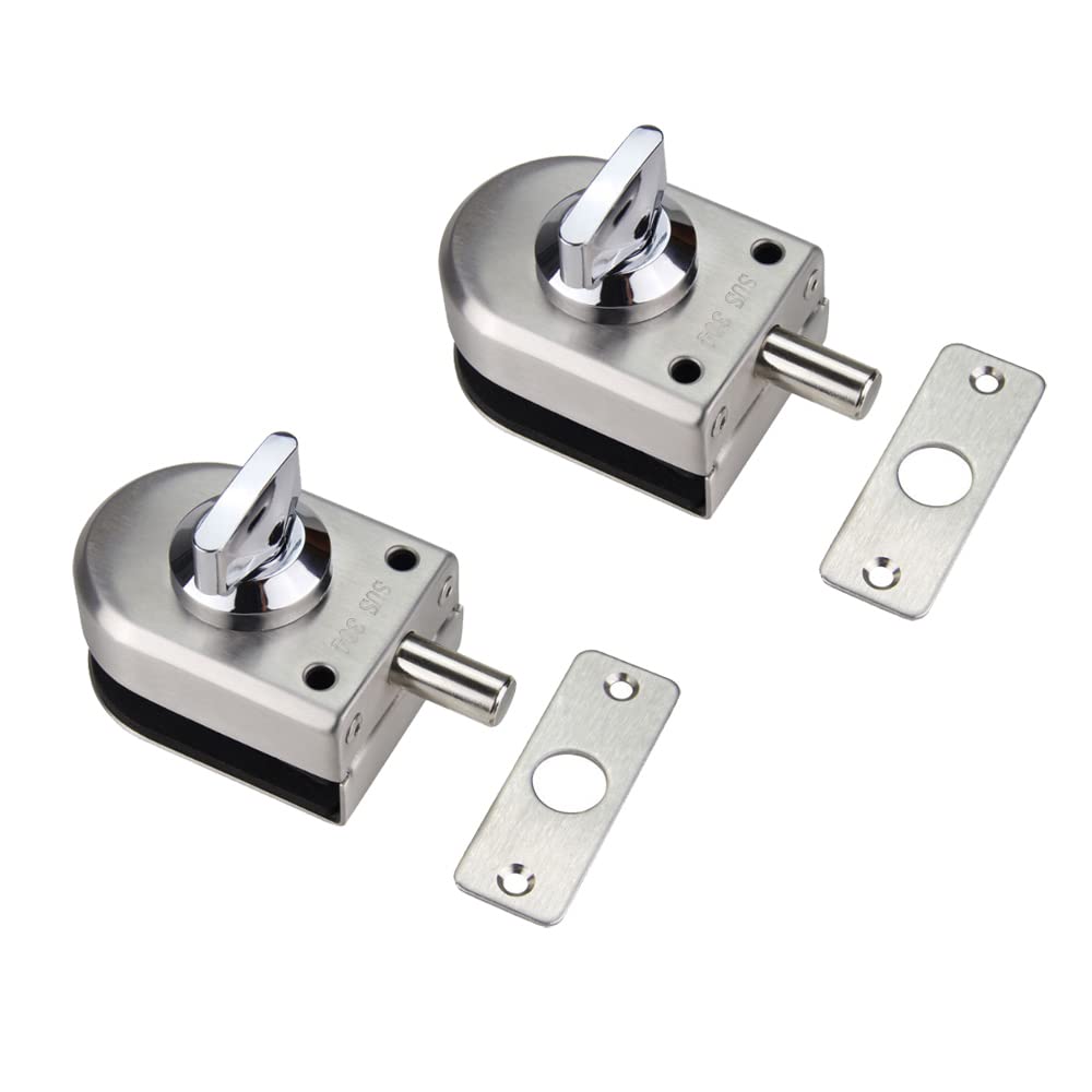 2pcs in Pack ZONADAH 304 Stainless Steel Glass in Door Locks, Floor Latch Lock, Bolt Ground Lock for Bathroom Toilet Shop Frameless Glass Doors - Half Round
