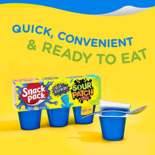 SNACK PACK SOUR PATCH KIDS BLUE RASPBERRY FLAVORED JUICY GELS CUPS, 3.25 OZ., 6-COUNT