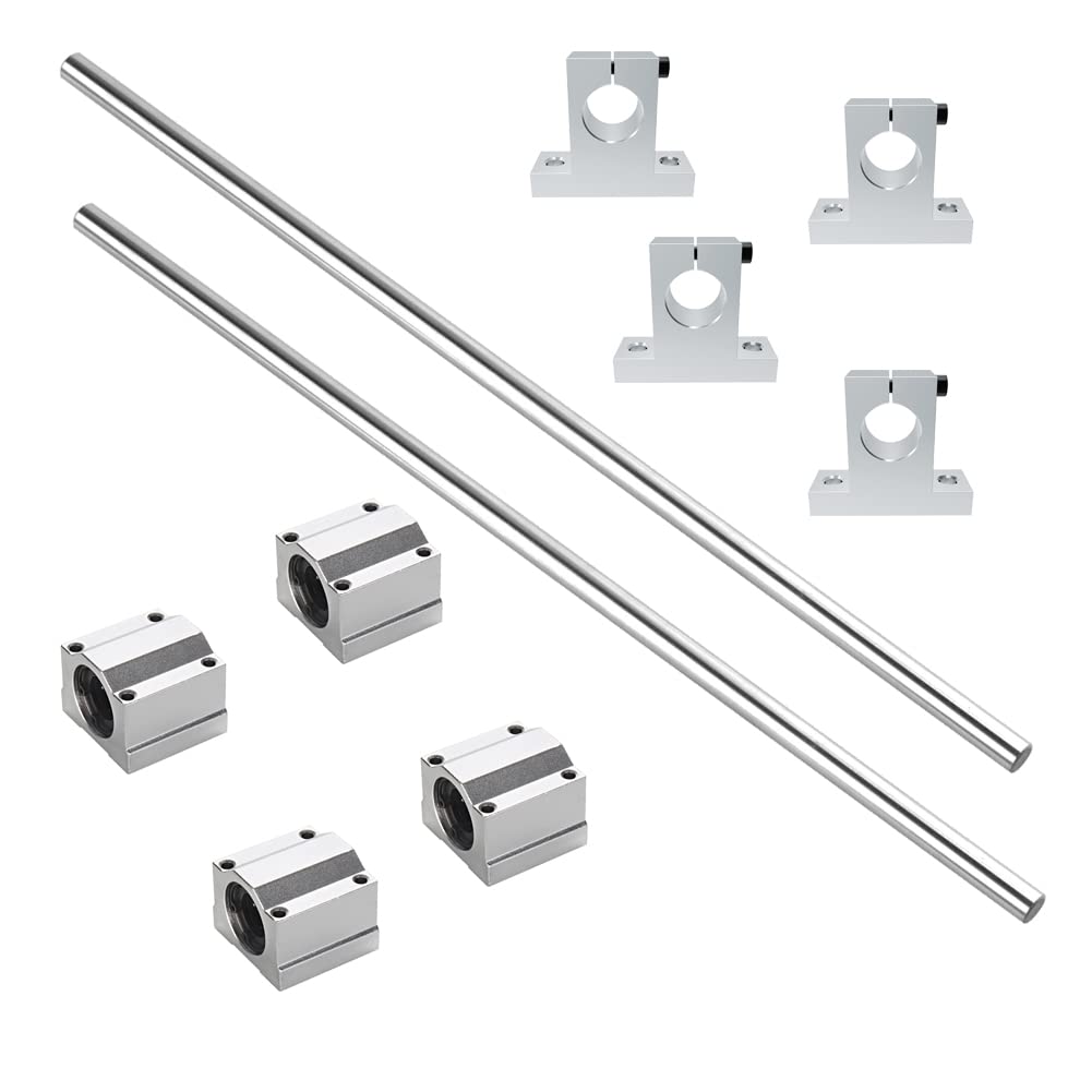 iYueMps 2 Pack 3D Printer Guide Rail Sets, 2pcs 8mm x 400mm Linear Rail Shaft Optical Axis, 4 Pcs SK8 Aluminum Rail Vertical Bracket, 4Pcs SCS8UU Linear Bearings Ball Bearing Slide Bushing — image 1