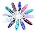 12pcs Gems Wire Wrap Healing Pointed Chakra Crystal Gemstone Pendants Point Bullet Shape Quartz Crystal Stone Random Color Handmade Pendant Jewelry Making