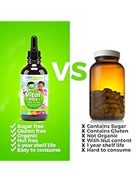 Vitaminas orgánicas líquidas para niños – sistema inmunitario para niños, mejor sistema de...