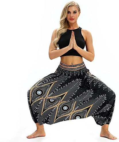 Yoga Pants,Women Casual Loose Yoga Trousers Baggy Boho Aladdin Jumpsuit Harem Pants