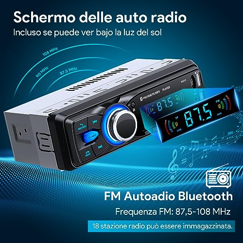Chismos Bluetooth Car Stereo, 1 DIN Car Radio FM Radio Car MP3 Player Supports 2 USB/SD/Aux/Remote Control/Quick Charge, Support iOS/Android (Does Not Have RDS/CD)