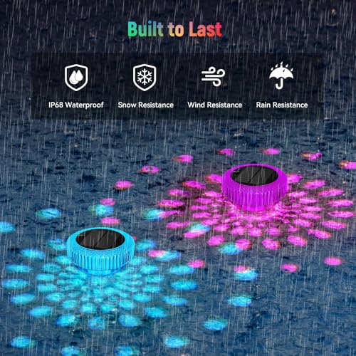 VICHTOP Solar Floating Pool Lights - 2 Pack, RGB Color Float Pool Lights, IP68 Waterproof, Pool Decor Lighting Accessories for Inground, Above Ground Pools, Outdoor, Garden