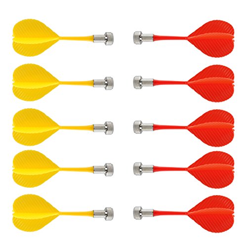 10pcs Replacement Durable Safe Plastic Wing Magnetic Darts Bullseye Target Game Toys (Red Yellow)