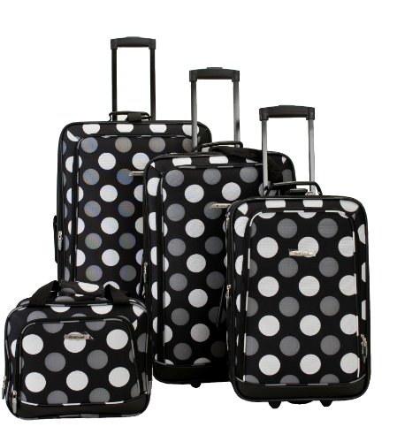 Rockland Luggage Dot 4 Piece Luggage Set, Black Dot, One Size