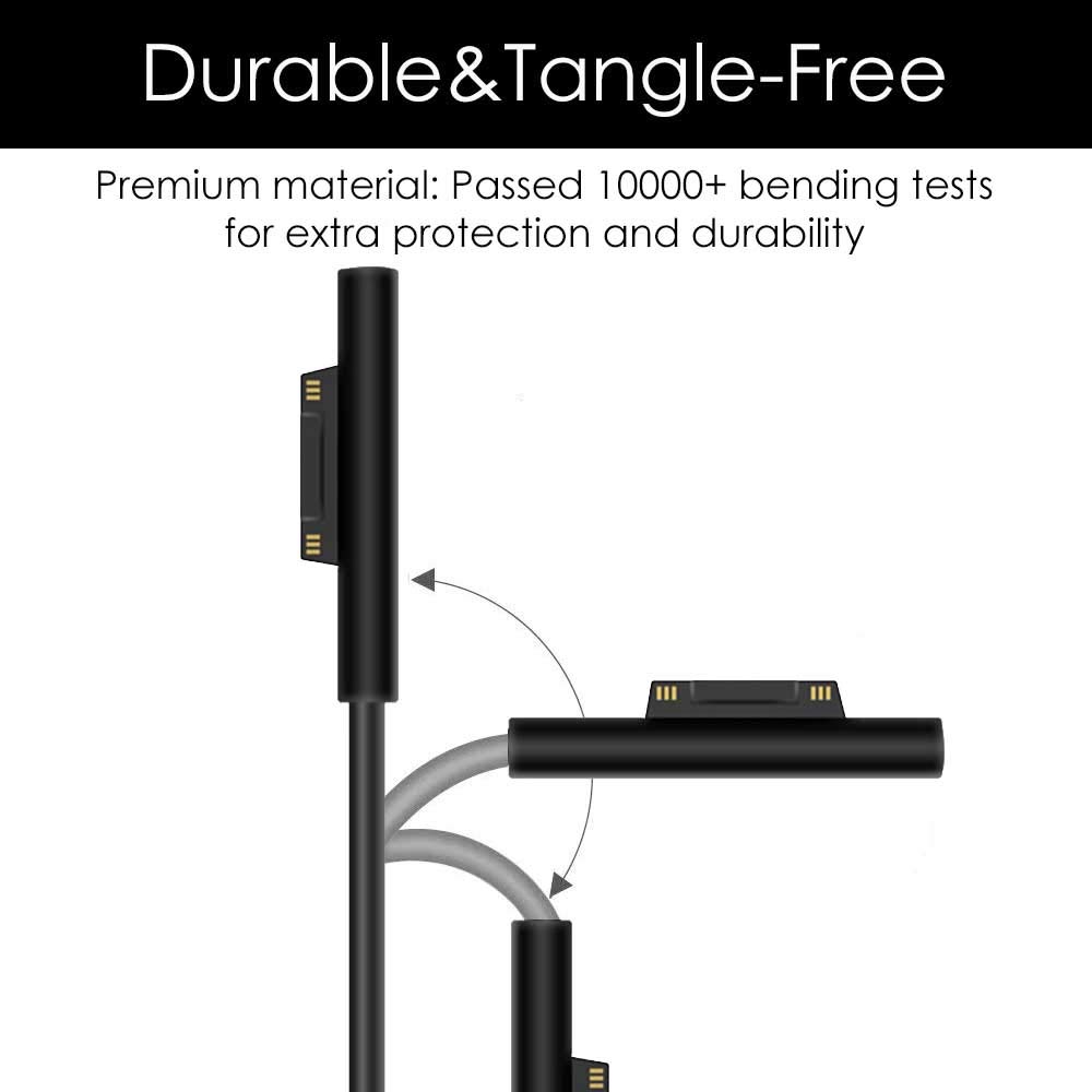 Power Supply Charger Mini Adapter Charger for Microsoft Surface Book 15V 4A with 6FT Power Cord (Silver)