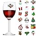 18 Pieces Christmas Wine Glass Charms Cocktail Drink Markers with Suction Cup Cocktail Charms for Christmas Party Supplies