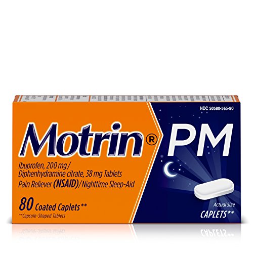 Motrin PM Caplets, Ibuprofen, Relief from Minor Aches and Pains, Nighttime, 80 Count