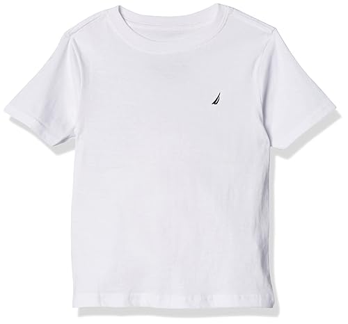 Nautica Boys' Short Sleeve Solid Crew Neck T-Shirt, White, 8