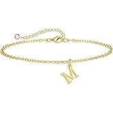 Sargetou Gold Initial Ankle Bracelets for Women,14k Gold Plated Anklet Bracelet Trendy Lightweight Waterproof Dainty Anklets Summer Beach Jewelry Gift