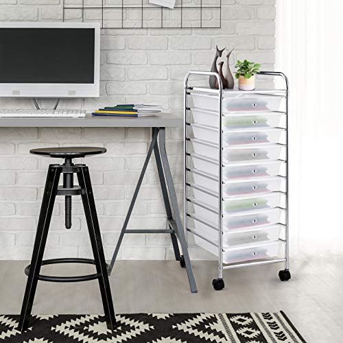 Rolling Storage Cart with 10 Drawers, Mobile Utility Cart