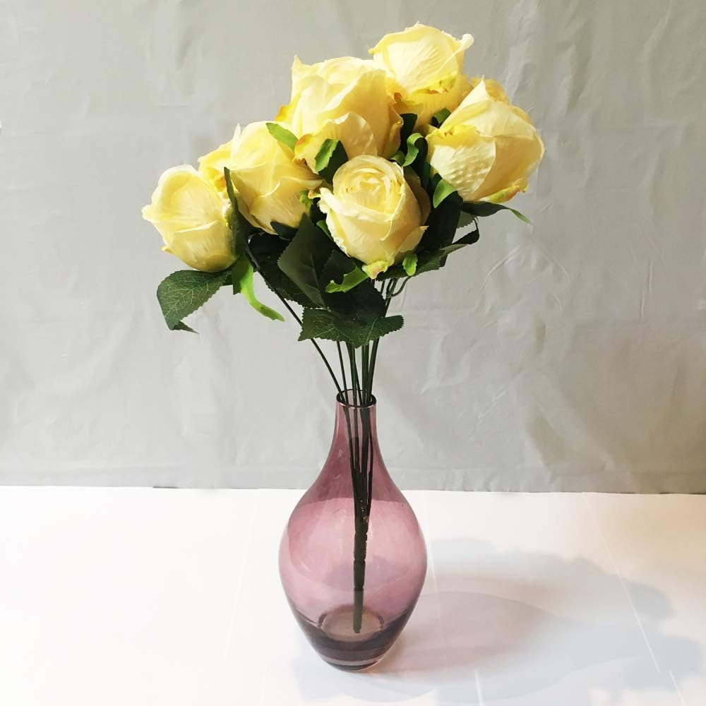 50cm Artificial Rose Flowers Silk Floral Fake Rose Bouqets Arrangment for Home Party Wedding Garden Decor (Yellow)