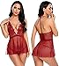 Avidlove Women Deep V Halter Lingerie Lace Babydoll Mesh Chemise Sleepwear