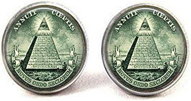 stap All Seeing Eye - Illuminati Dollar Bill - Eye of Providence - Pyramid - Dollar Bill Cufflinks