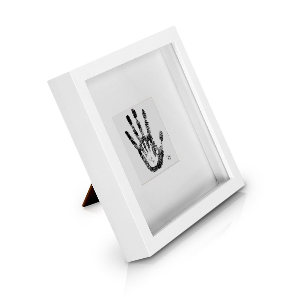 Classic by Casa Chic - Solid Wood Box Frame - White - 9x9 inch (23x23cm) Photo Frame - 3D Shadow Effect - Mount for 4x4 inch (10x10cm) Picture - Glass Front