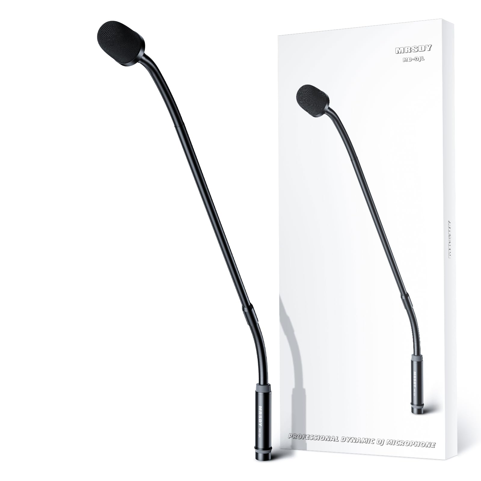 Photo 1 of MRSDY Gooseneck Microphone, 23 Inch DJ Microphone for Audio Mixer, Professional XLR Wired Dynamic Mic, Extended Black Metal Noise Reduction Mic, Supports 360° Rotation and Bending