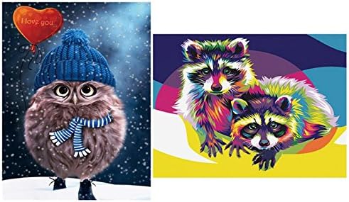 Amazon Diy ダイヤモンド絵画 動物 クロスステッチ 飾り絵 工芸品 寝室装飾 アライグマ フクロウ 2個 刺しゅうキット 通販