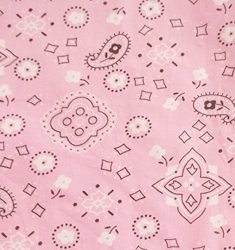1 Yard - Paisley Bandana on Pink Poly/Cotton Fabric (Great for Quilting, Sewing, Craft Projects, Quilt, Throw Pillows & More) 1 Yard X 44"