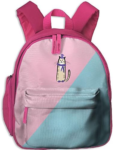 Funny Black Cat In Fashion Clothes Kids Backpack, Funny Pre School Oxford Kids Bags, Pink