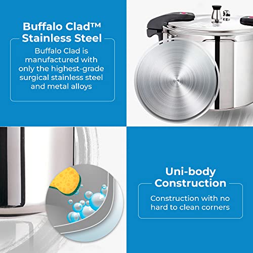 Buffalo 12 Quart Pressure Cooker Stainless Steel Large Canning Pot