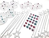 Oojami 48 pcs Princess Pretend Play Tiara Dress Up Set Crowns Wands Rings