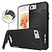 iPhone 7 Case, Moonmini Shockproof Slim Fit Dual Layer Protection Card Slot Holder Hybrid Cover with Kickstand for iPhone 7 (2016) - Black