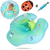 Kapoo Baby Inflatable Swimming Float + Safety Back Ladybug Float + Inflator - Swimming Ring Boat Trainer Children Seat Boat Float Kids Waist Pool Float with Backrest and Strap for 6-30 Month