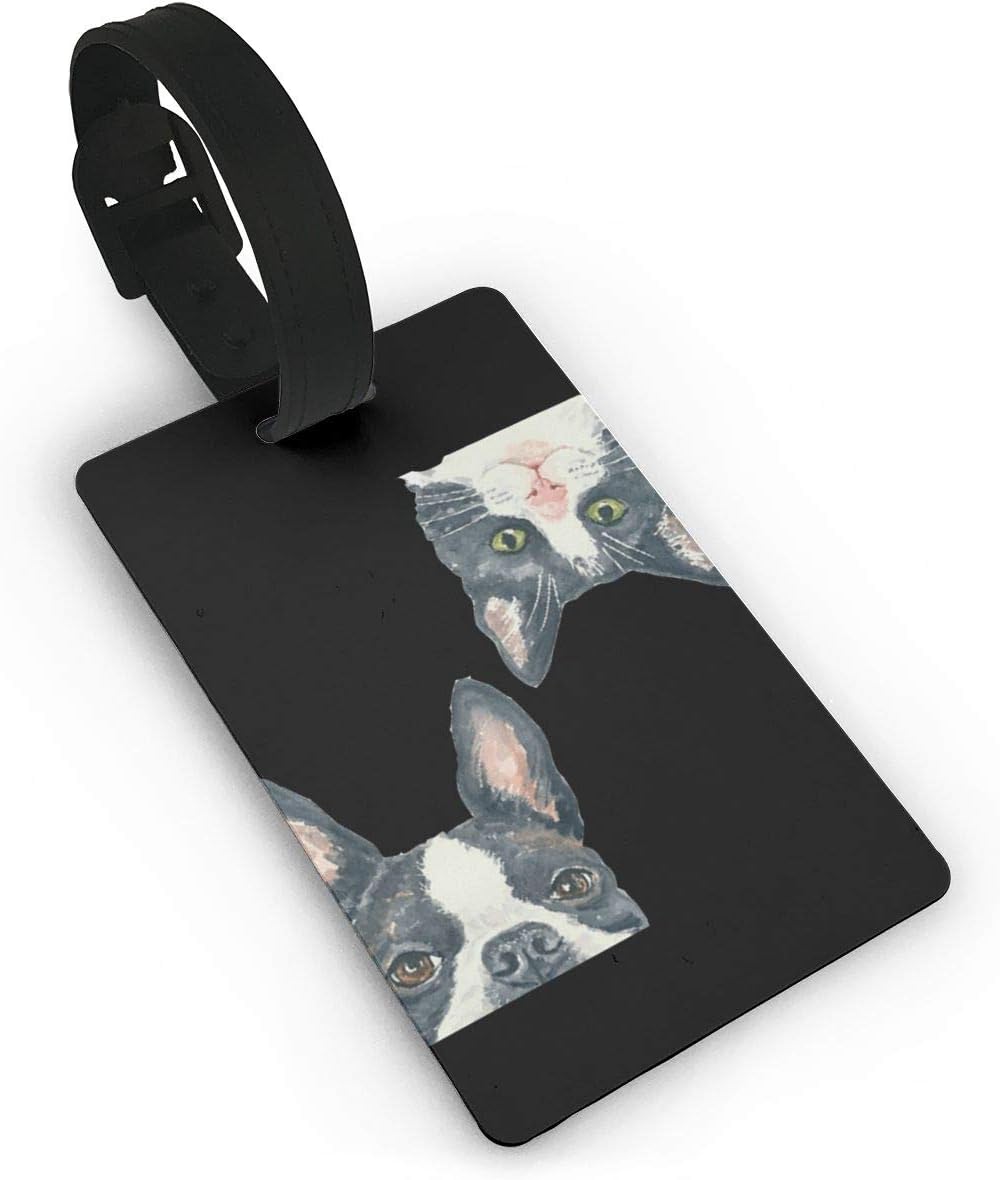 Cute Bulldog Kitty Cat Luggage Tag Cruise Travel ID Tags PVC For Bags Suitcases