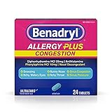 Benadryl Allergy Plus Congestion, 24 Tablets (Pack of 2)