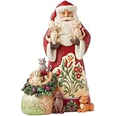 Enesco Jim Shore Heartwood Creek Santa with Pet Cats and Dogs Figurine- Stone Resin Hand Painted Crafted Collectible Santa Figurines Christmas Home Decor Statue, 9.06 Inch