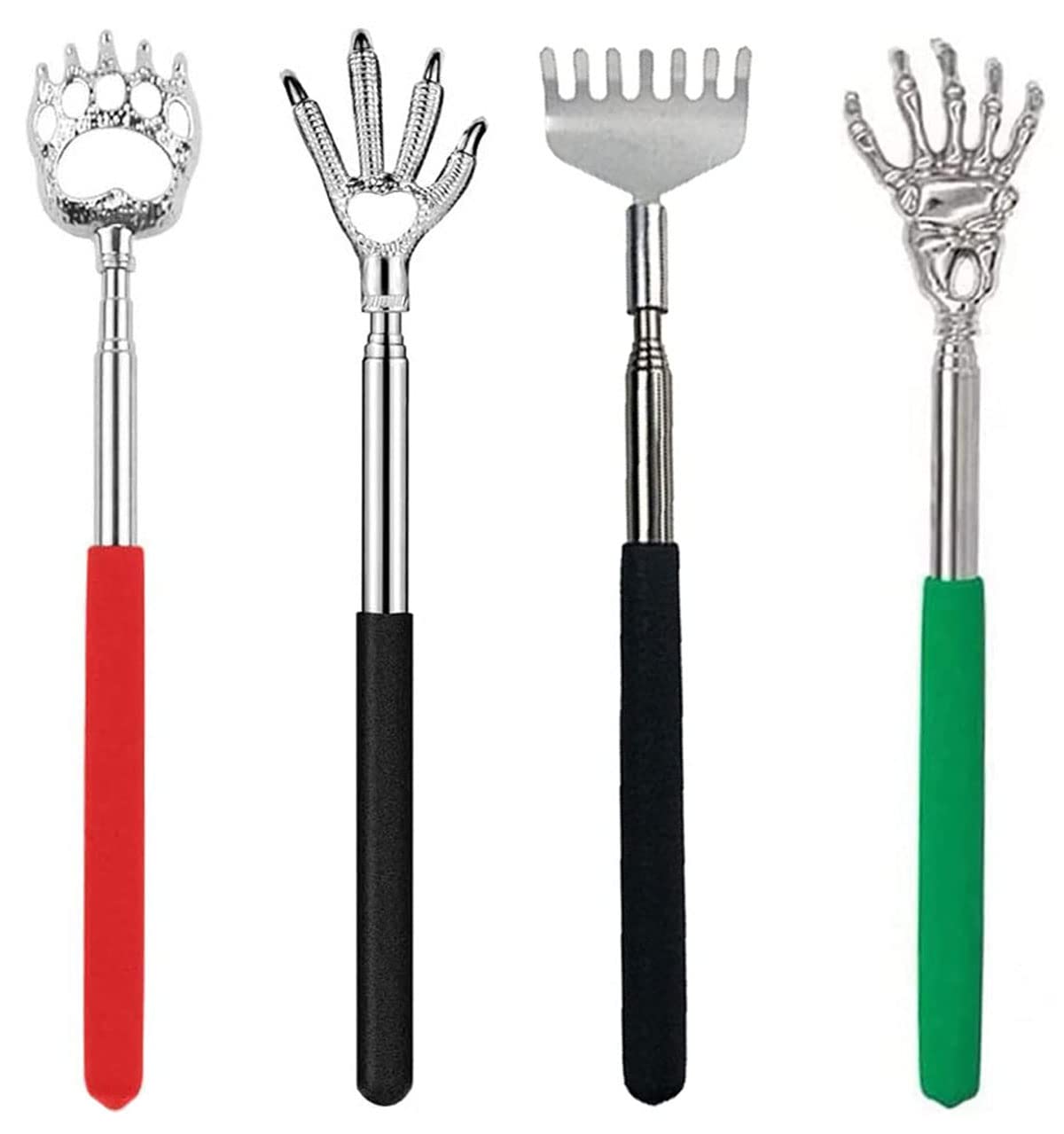Fuwok Stainless Steel Telescopic Back Scratcher,Novelty Gift, Handheld Portable Ultimate Pocket Self Massager[4pcs