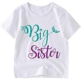 Big Sister Shirt Toddler Girls T-Shirts Promoted to Best Big Sister Announcement Tees Little Kids Mermaid Top White Pink 2-7T