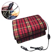 WAQIA HOUSE Electric Heating Car Blanket, 12V Heated Travel Blanket for Car Auto Supplies RV, Heated Fleece Throw Blankets Temp Controller Great for Cold Weather, Tailgating, and Emergency