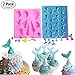 Set of 2 JeVenis Mermaid Series Tail Mermaid Silicone Fondant Mold for Cake Decoration Chocolate Candy Mold Soap Mold Baking Tool Jello Mold Cupcake Topper Ice Tray
