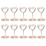 JANOU Mini Heart Shape Place Card Memo Holder Picture Stand Note Clip for Wedding Party Decoration Pack 10pcs (Rose Gold)