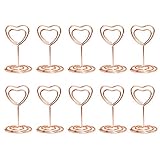 JANOU Mini Heart Shape Place Card Memo Holder Picture Stand Note Clip for Wedding Party Decoration Pack 10pcs (Rose Gold)