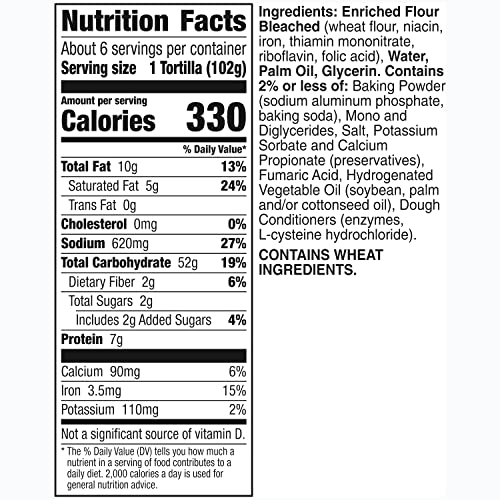 Old El Paso Restaurant Style Grande Flour Tortillas, 6count (Pack of 5